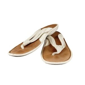 Born White Leather Thong Sandals Flip‎ Flops Women's Size 8